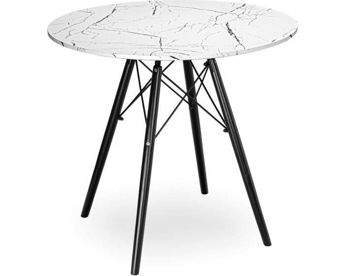 Kulatý jídelní stůl Paris Black 80 cm bílý mramor/černý