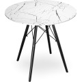 Kulatý jídelní stůl Paris Black 80 cm bílý mramor/černý