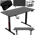 Výškově nastavitelný elektrický herní stůl SHADOW GAMER 1.0 120 cm černý