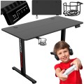 Výškově nastavitelný elektrický herní stůl SHADOW GAMER 1.0 120 cm černý