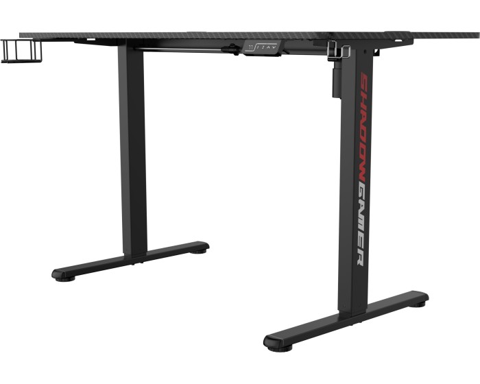 Výškově nastavitelný elektrický herní stůl SHADOW GAMER 1.0 120 cm černý