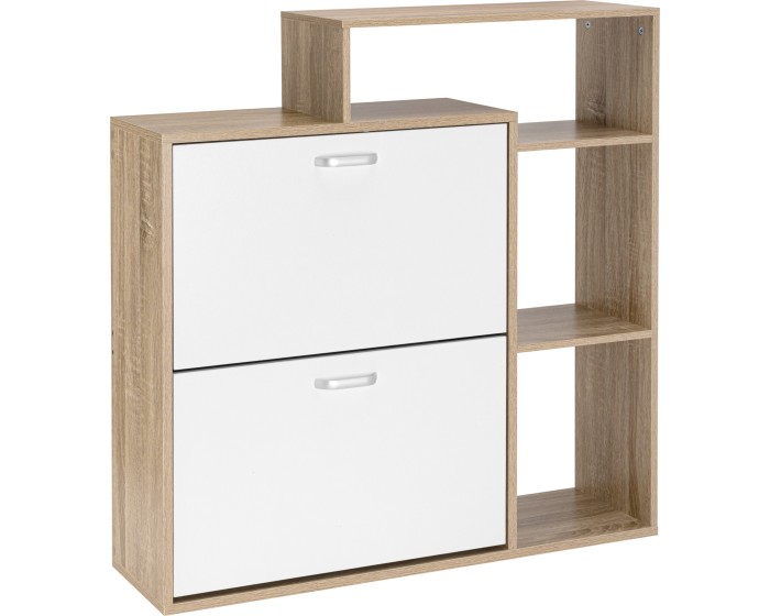 Výklopný botník ZEFIR 90 cm bílý/dub sonoma