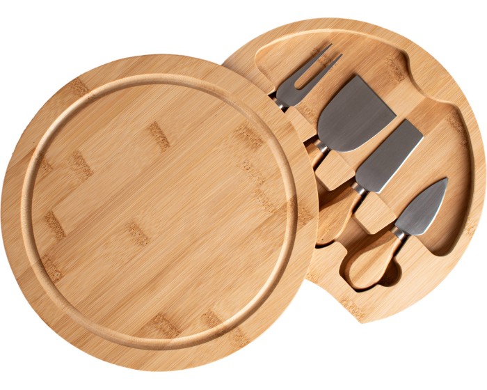 Servírovací bambusové prkénko na sýry s příslušenstvím ANDRA 25 cm natural