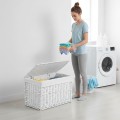 Sada 3 ks proutěných košů na prádlo Mezi 65/105/160 L bílá