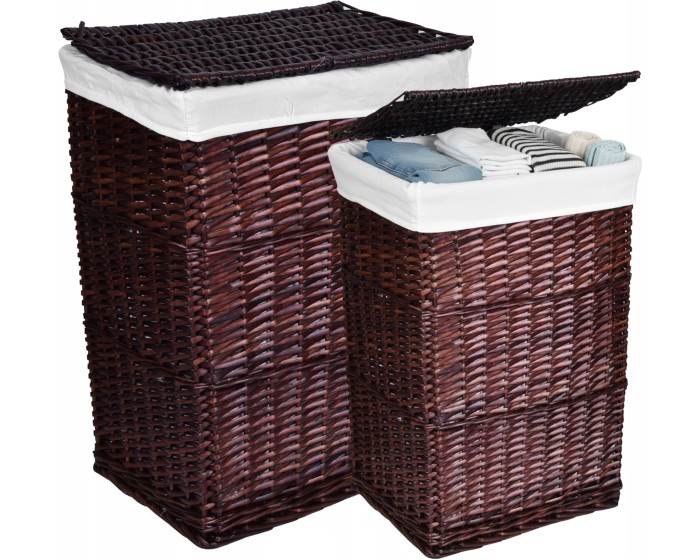 Sada 2 ks košů na prádlo Rychy 72 L/114 L bílá/hnědá