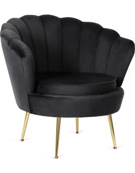Designové křeslo Angel samet černé/zlaté