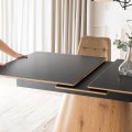 Jídelní rozkládací stůl Lizbona 160/200 cm z masivu černý/dub přírodní