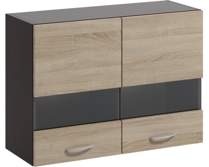 Závěsná kuchyňská skříňka Livia 80 cm prosklená dub sonoma
