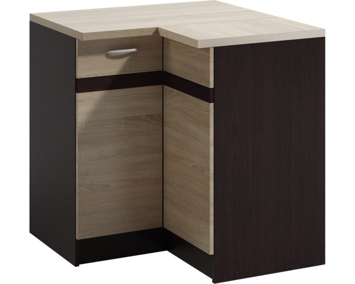 Rohová kuchyňská skříňka Livia 90 cm pravá dub sonoma/tmavě hnědá