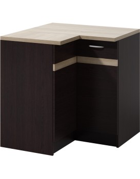 Rohová kuchyňská skříňka Livia 90 cm levá tmavě hnědá/dub sonoma