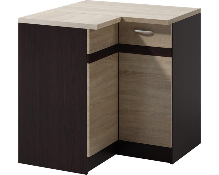 Rohová kuchyňská skříňka Livia 90 cm levá dub sonoma/tmavě hnědá