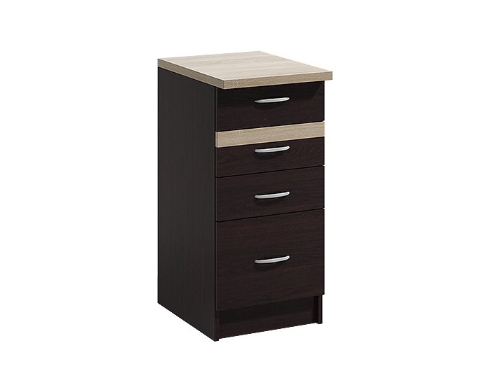 Kuchyňská skříňka Livia 40 cm se zásuvkami tmavě hnědá/dub sonoma
