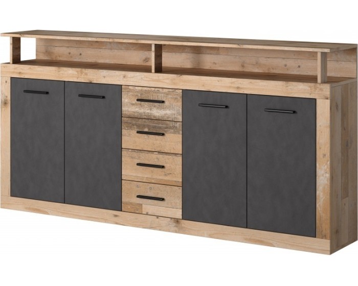 Komoda Luna 190 cm dub Matera světlý/šedá