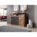 Komoda Luna 119 cm dub Matera tmavý/šedá