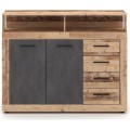 Komoda Luna 119 cm dub Matera světlý/šedá