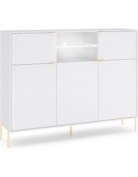 Komoda Diamond s LED osvětlením 153,9 cm bílý lesk