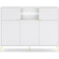 Komoda Diamond s LED osvětlením 153,9 cm bílý lesk