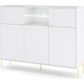 Komoda Diamond s LED osvětlením 153,9 cm bílý lesk