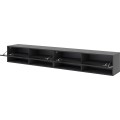 Závěsný TV stolek Derby 280 cm černý mat/černý lesk