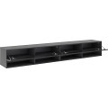 Závěsný TV stolek Derby 280 cm černý mat/černý lesk