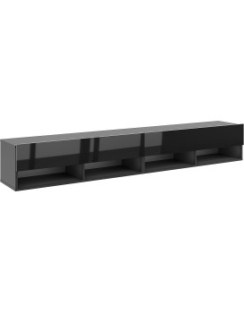 Závěsný TV stolek Derby 280 cm černý mat/černý lesk
