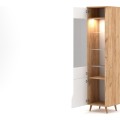 Vitrína TUE s LED osvětlením bílá mat/dub craft zlatý