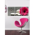 Obrazové nástěnné hodiny Gerbera 96x40 cm vícebarevné
