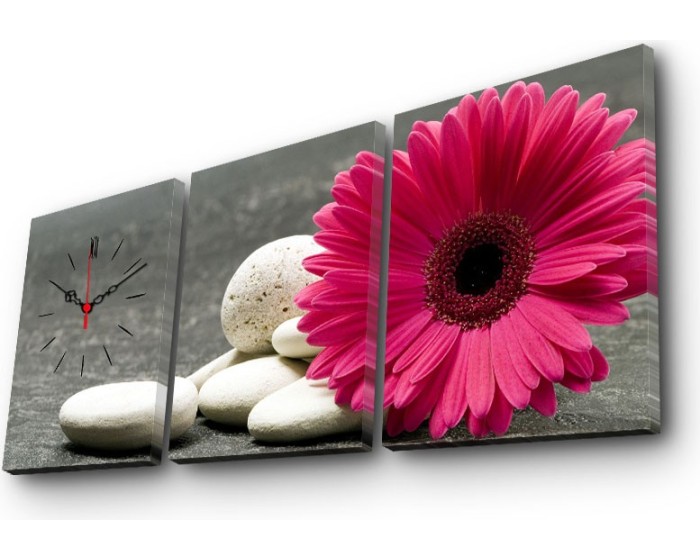 Obrazové nástěnné hodiny Gerbera 96x40 cm vícebarevné