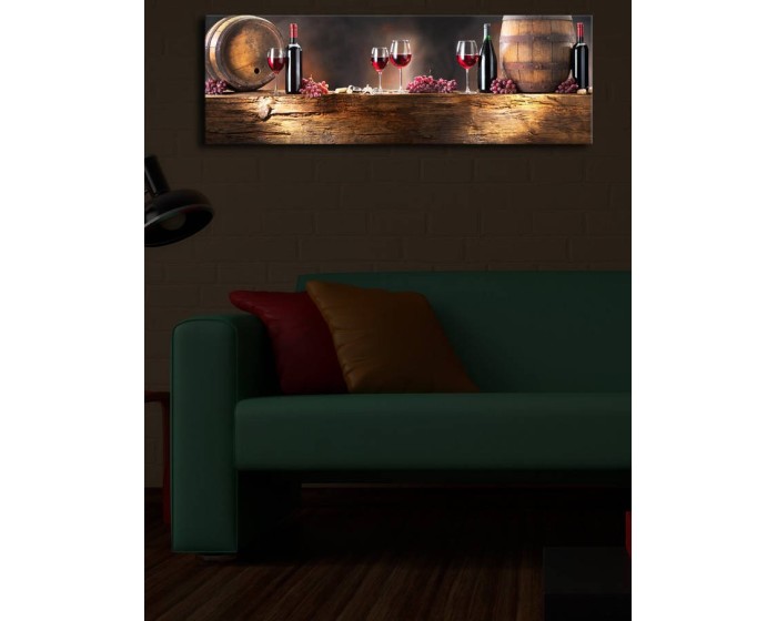 Obraz s led osvětlením Víno 90x30 cm