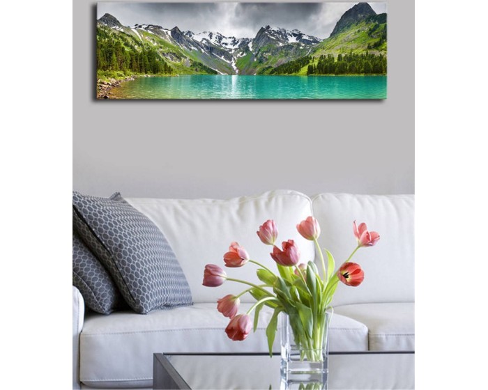 Obraz s LED osvětlením JEZERO V HORÁCH 5 30 x 90 cm