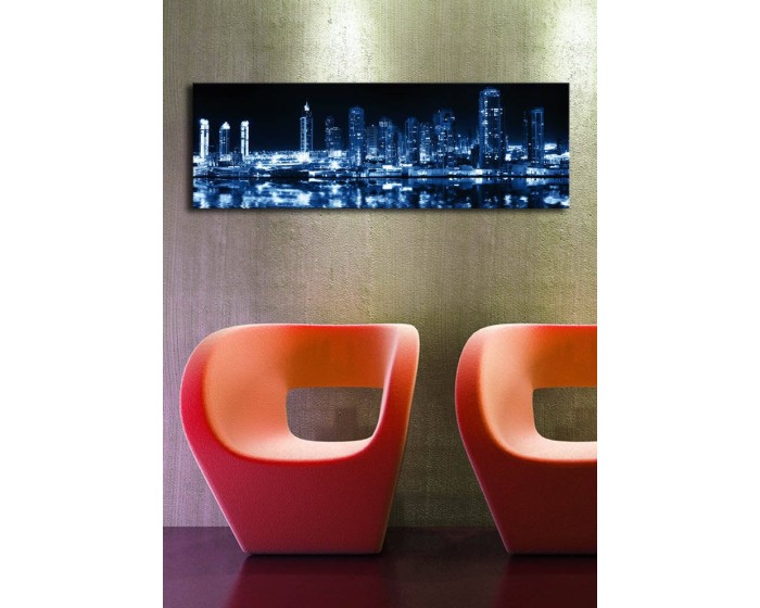 Obraz s LED osvětlením NOČNÍ MRAKODRAPY 6 30 x 90 cm