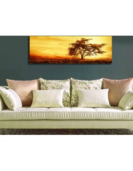 Obraz s LED osvětlením STROM V ZÁPADU SLUNCE 27 30 x 90 cm