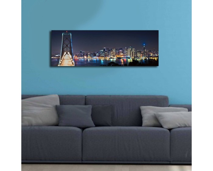 Obraz s LED osvětlením NOČNÍ MĚSTO 37 30 x 90 cm