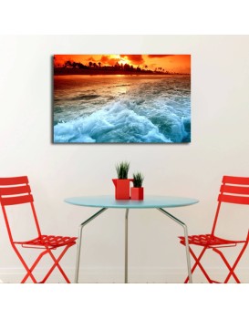 Obraz s LED osvětlením ZÁPAD SLUNCE V MOŘI 45 45 x 70 cm