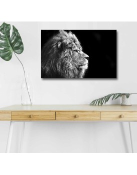 Obraz s LED osvětlením ČERNOBÍLÝ LEV 58 45 x 70 cm