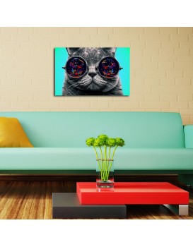 Obraz s LED osvětlením KOČKA V BRÝLÍCH 61 45 x 70 cm