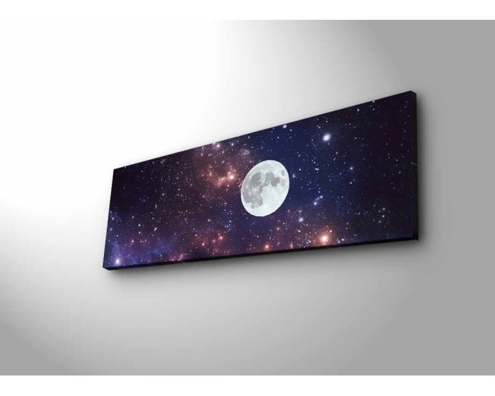 Obraz s LED osvětlením MĚSÍC NA NOČNÍM NEBI 30 x 90 cm