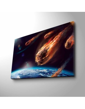 Obraz s LED osvětlením LETÍCÍ ASTEROID 45 x 70 cm