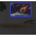 Obraz s LED osvětlením LETÍCÍ ASTEROID 45 x 70 cm