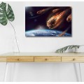 Obraz s LED osvětlením LETÍCÍ ASTEROID 45 x 70 cm