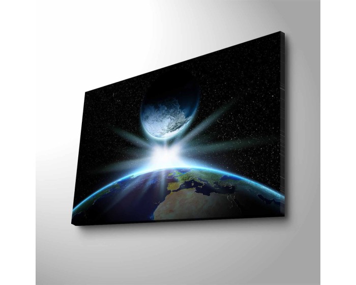 Obraz s LED osvětlením SETKÁNÍ ZEMĚ A MĚSÍCE 45 x 70 cm