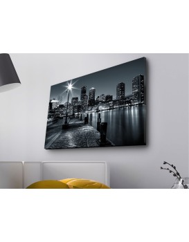 Obraz s LED osvětlením NOČNÍ MĚSTO S ŘEKOU 45 x 70 cm