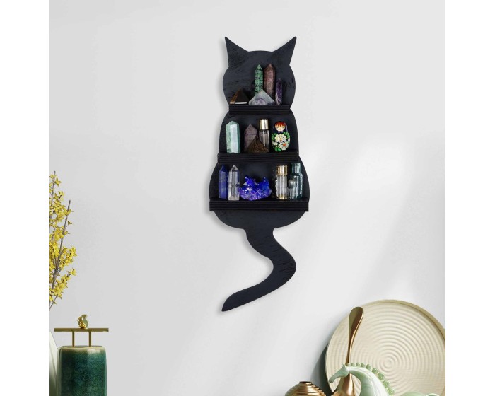 Nástěnná police Cat černá