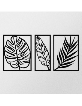 Nástěnná kovová dekorace LEAF černá