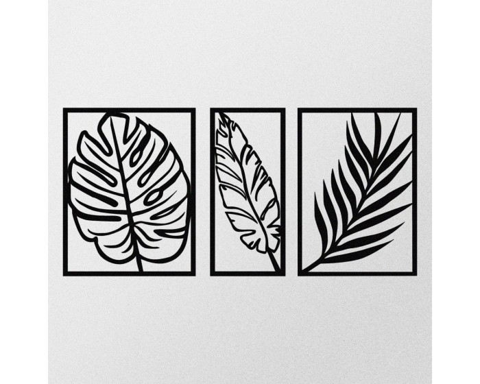 Nástěnná kovová dekorace LEAF černá