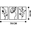 Nástěnná kovová dekorace Flowers černá
