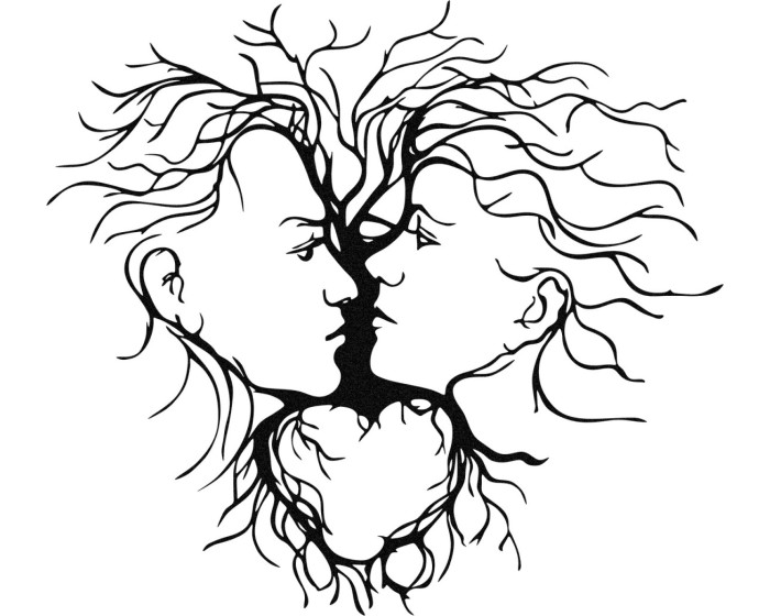 Nástěnná kovová dekorace MAN & WOMAN černá