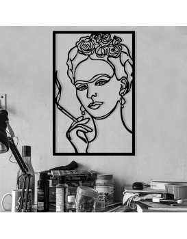 Nástěnná kovová dekorace Kahlo černá