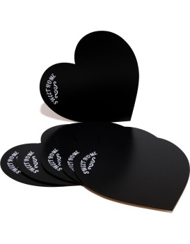 Sada 6 ks dřevěných prostírání Mat Heart černá