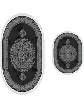 Sada 2 kusů koupelnových podložek Orient Ornamental Black černá
